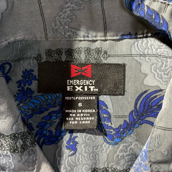 Vintage Blue Dragon Flames Men’s Hawaiian Shirt - Picture 8 of 12